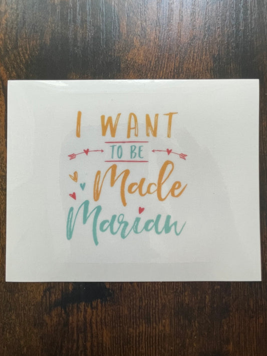 "Made Marian" Transparent Sticker